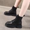 Short Boots for Women 2025 New Style British Fashion Layer Cowhide Autumn and Winter Boots Thick Soled Early Autumn Short Boots