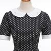 Damen Vintage Polka Dot Swing Kleid mit Kragen und Gürtel für Partys