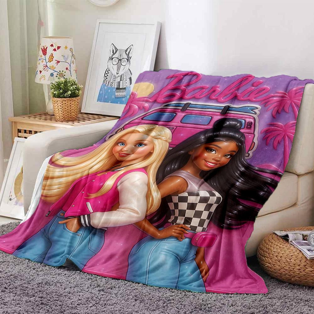 

1pc Barbie Vacation Flannel Blanket Soft Warm Throw for Home, Office, Travel, All-Season Cozy Bedding GiftL1026 80cmx120cm(31inx47in)
