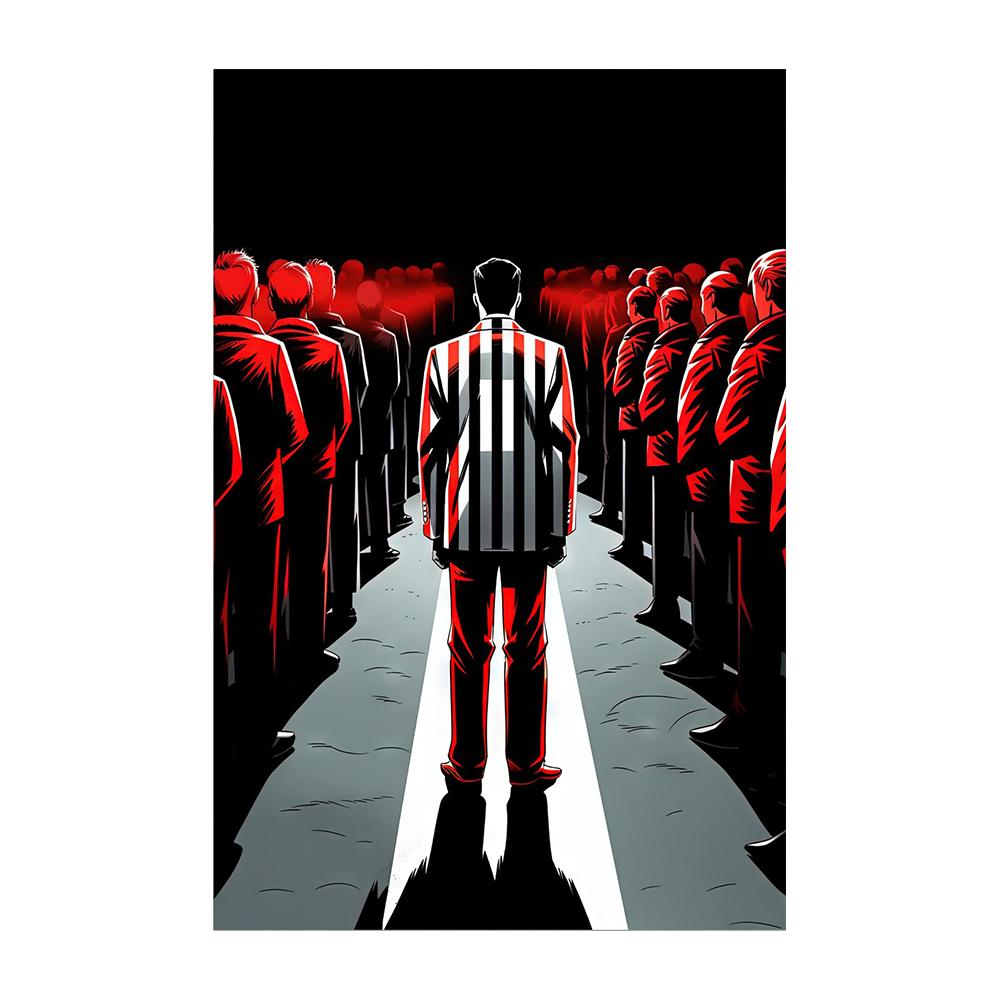 Mysterious Elegance Man Canvas Painting Red Suit Against Black Background Art Graffiti Poster Prints Modern Living Room Home Office Pictures Decor