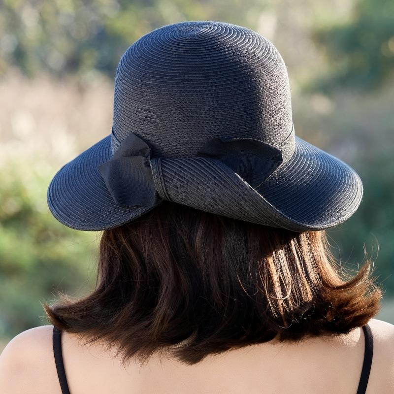 Sun Hat Children Elegant Lafite Straw Hat Outdoor Beach Hat Bow Seaside Vacation Bucket Hat