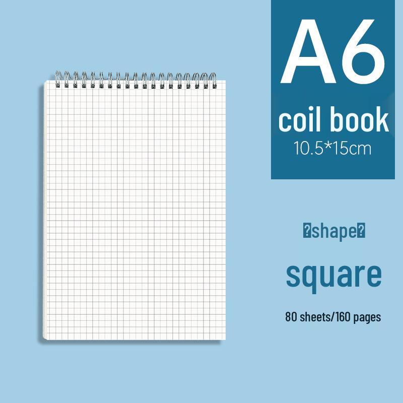 B5 Thickened Grid Coil Notebook - Flip-up Square Grid A5 Notepad for Students