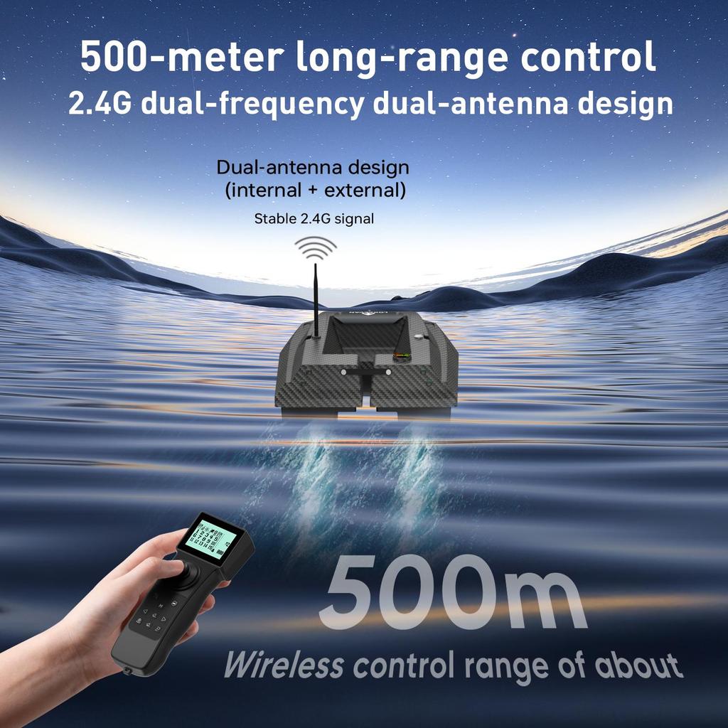 GPS Fishing Bait Boat LOKEEVAN D50B 590 Brushed Motor Dual 15600mAh Battery 2kg Load 500M Remote Control Night Light
