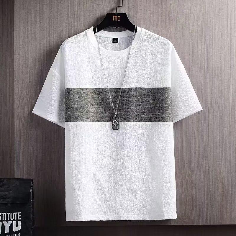 

Men s Fashion Brand: Color-Block Short-Sleeve Loose T-Shirt with Graphic Print 2XL