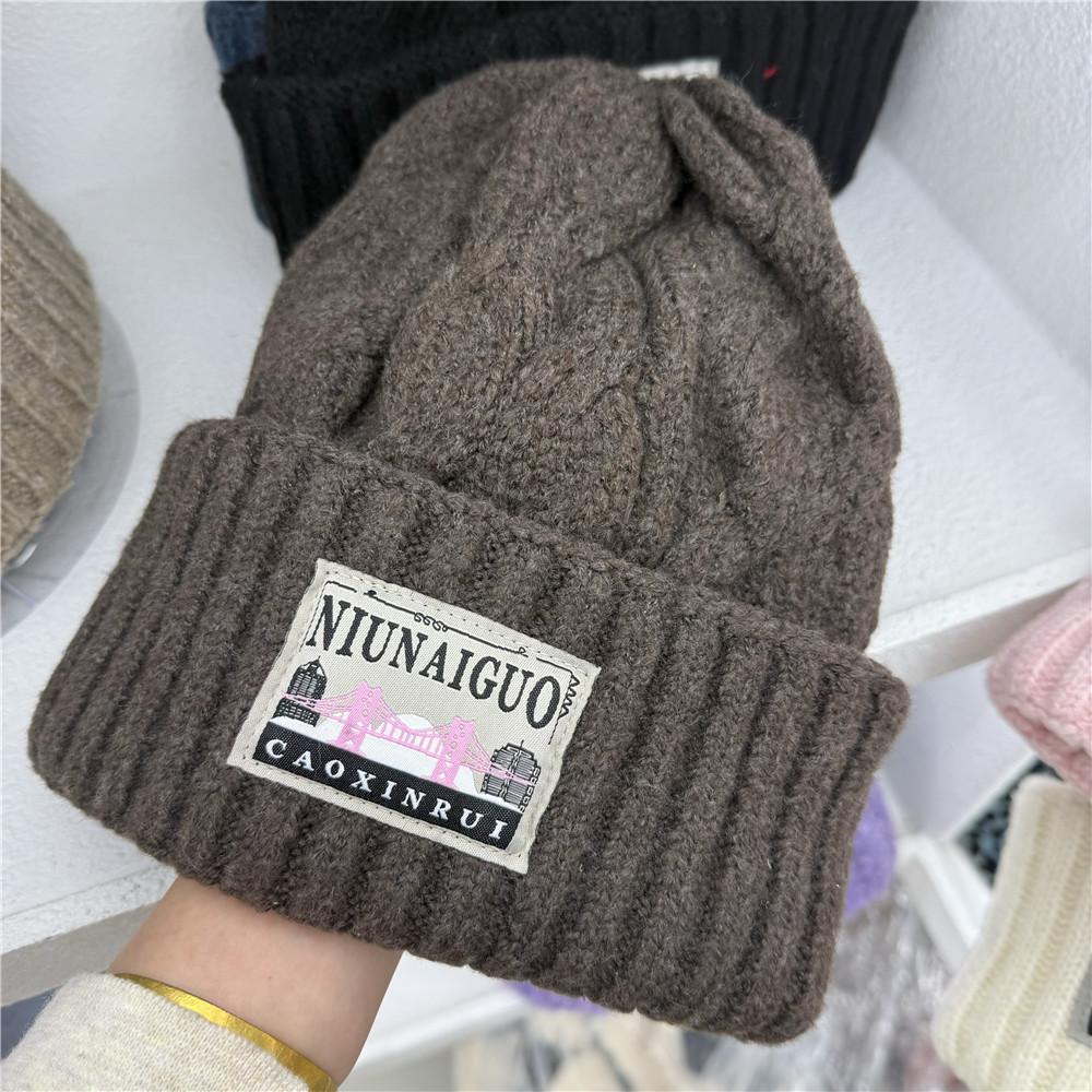 Wool Hat Women's Autumn and Winter Big Head Circumference Versatile Showing Small Face Thickened Loose Knitted Ear Protector Warm Cold Hat
