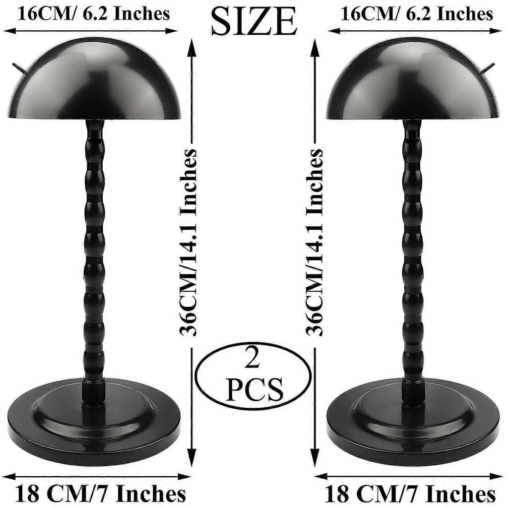 2 PCS Wig Stand 14.1 Inches Portable Wig Holder Plastic Hat Display Wig Head Mushroom Top for Multiple Wigs (Black Rose Red)