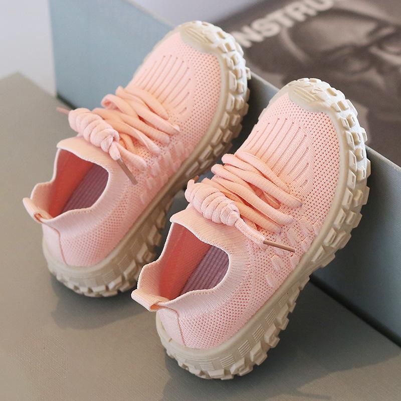 Children's Sports Shoes Breathable Mesh Shoes 2025 Spring and Autumn Boys' Casual Shoes Flying Woven Girls' Little White Shoes Soft-soled Baby Shoes