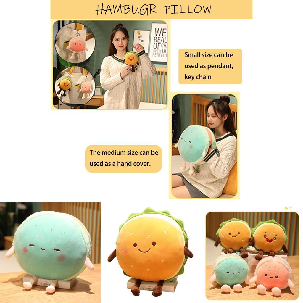 Hamburger Plush Toy With Pp Cotton Soft Filling For Kids Gift And Cozy Hand Warmer