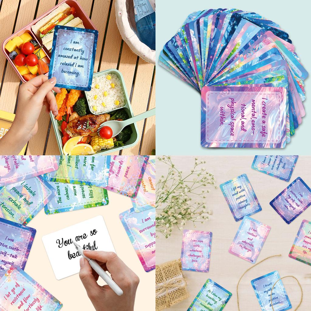 50 Dream Smudge Inspirational English Phrase Cards Positive Sunshine High Emotional Value Energy Cards