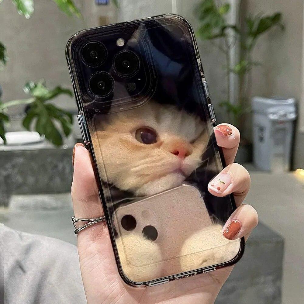 Lovely Cat Animal Soft Phone Case For iPhone 11 Case iPhone 15 Pro 12 13 14 Pro Max XR XS Max X 7 8 Plus SE 2020 Clear Y2k Cover