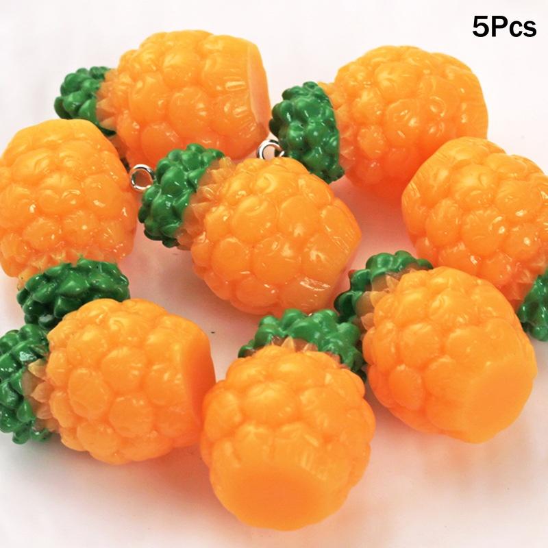 5PCS 3D Lifelike Fruit Miniature Resin Beads Fadeless Color for DIY Bracelet Necklace Jewelry Making Family Craft Activities
