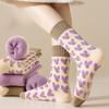 Girls' Mid Length Knitted Socks Women Sweet Heart Printed Socks Comfortable High-elasticity Thick Warm Socks