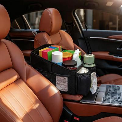 Car Seat Storage Organizer Foldable Multi-Compartment Storage Caddy With Handle Interior Organizer Accessories For Toys Tissues