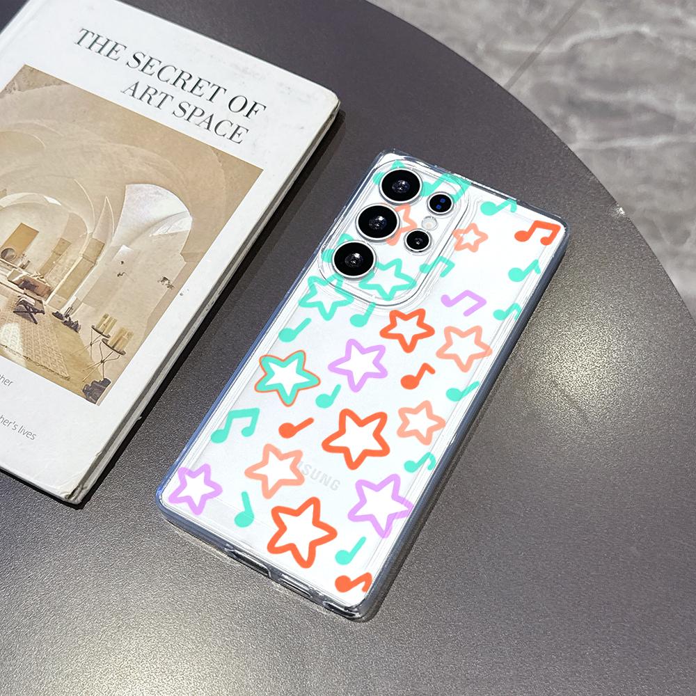 Colorful Music Notes and Stars Case for Samsung Galaxy S26 S25 S24 S23 S22 S21 S20 FE Plus Soft TPU Slim Fit Shockproof Cover