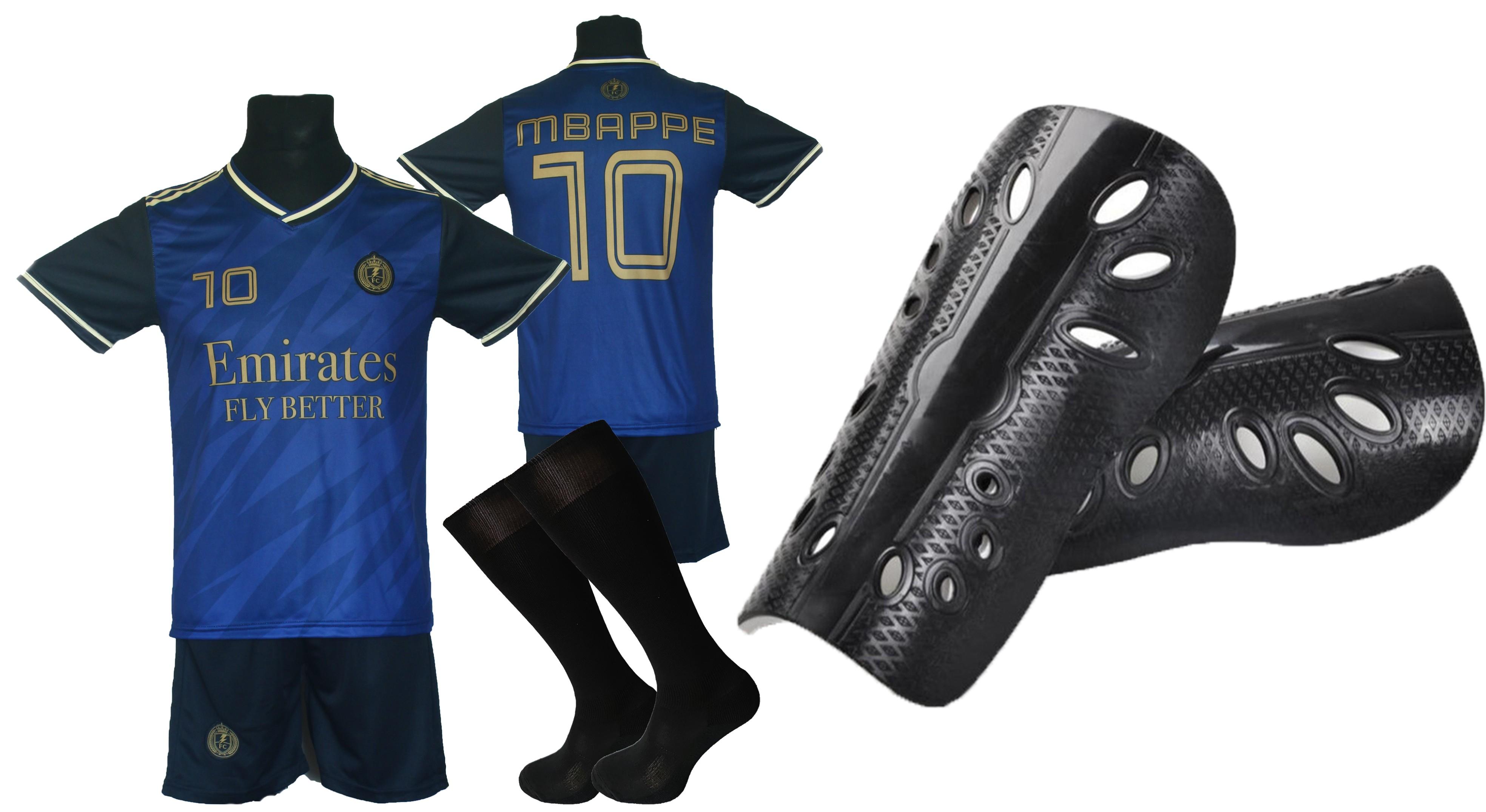 MBAPPE Kinder-Fußballtrikot + Socken + Schienbeinschoner - Größe 152