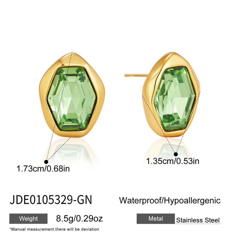 1Pair Stainless Steel Stud Earrings Irregular Colorful Crystal Ear Studs Luxury Korean Jewelry For Women Daily Party Wear