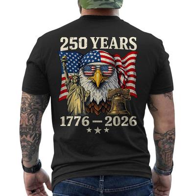 250 Years American Flag 250th Anniversary USA Bald Eagle Patriotic ON BACK Shirt Unisex T-Shirt