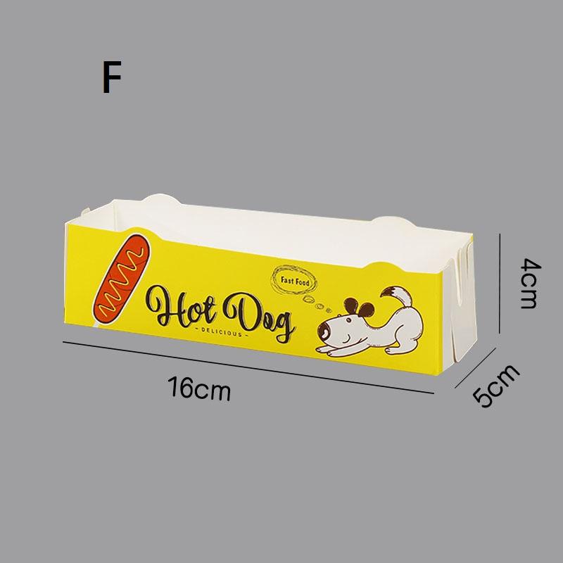 100Pcs Hot Dog Packaging Box Paper Disposable Party Tableware Food Serving Tray For Caterers Catering Boxes