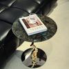The Side Table Is a Modern, Light Luxury and Simple Round Table with Corner Support Feet and Marble Round Table Base