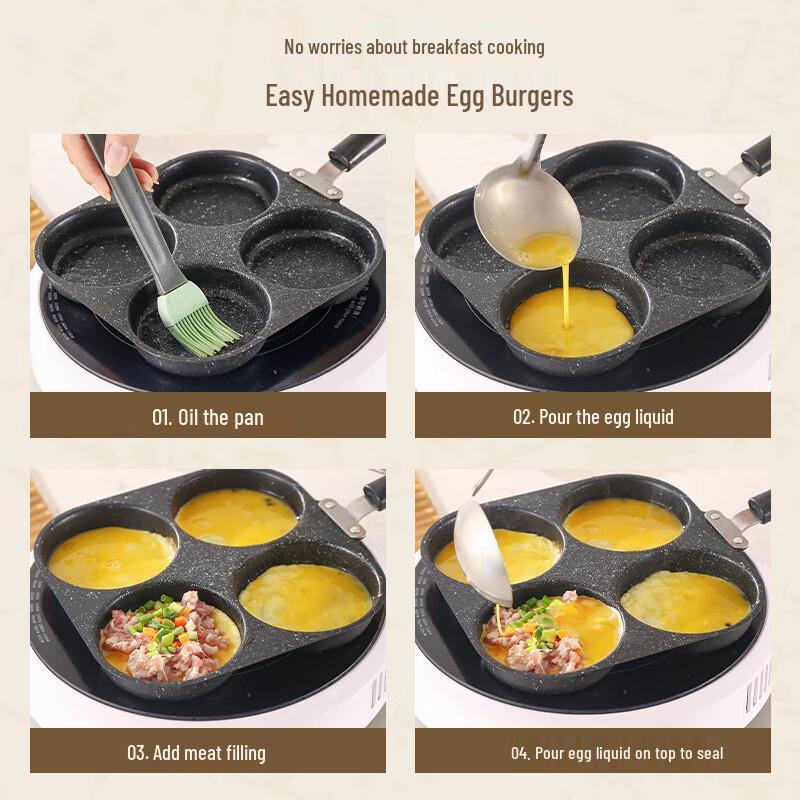 Non-stick 4-Compartment Egg Frying Pan