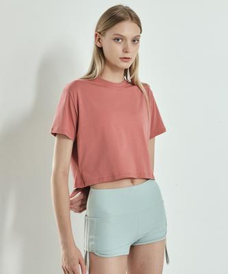 Debiweeo Women'S Yoga Wear Devi-T0109-Dusty Rose Pilates Basic Crop Short Sleeve Tee