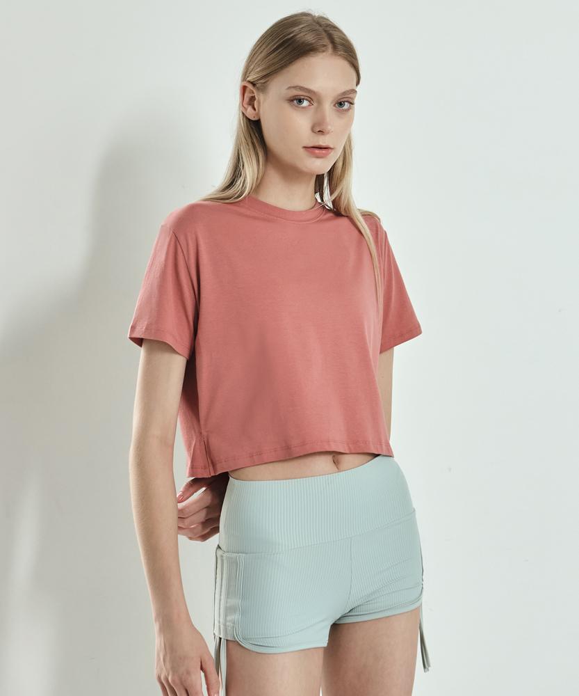Debiweeo Women'S Yoga Wear Devi-T0109-Dusty Rose Pilates Basic Crop Short Sleeve Tee