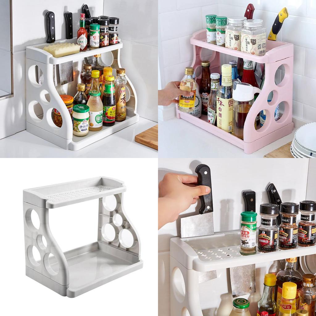 Kitchen Organizer Dual Layer Pp Material With Nonslip Surface For Home Cooking Storage