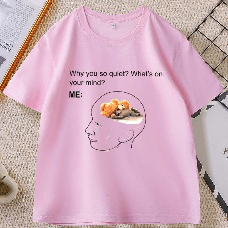 Sad Baby Monkey Punch T Shirt Why You So Quiet Graphic T Shirts Funny Plush Toy TShirt Casual Cotton Short Sleeve Round Neck