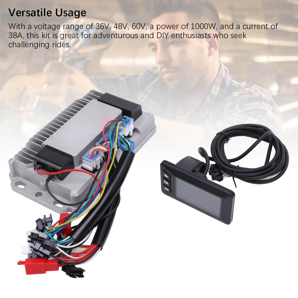36V 48V 60V 1000W 38A Electric Bike Controller Kit Aluminum Alloy ZM Brushless Controller with G51 LCD Display for Electric Bike Modification