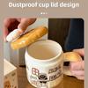 Creative Bread Cat Ceramic Mug, High Beauty Coffee Mugs with Lid, Home Drinking Tea Cup, Christmas Birthday Gift Kawaii Cup