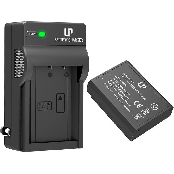 LP LP-E10 Battery Rechargeable, Charger Compatible with Canon EOS Rebel T7, T6, T5, T3, T100, 4000D, 3000D, 2000D, 1500D, 1300D, 1200D, 1100D & More