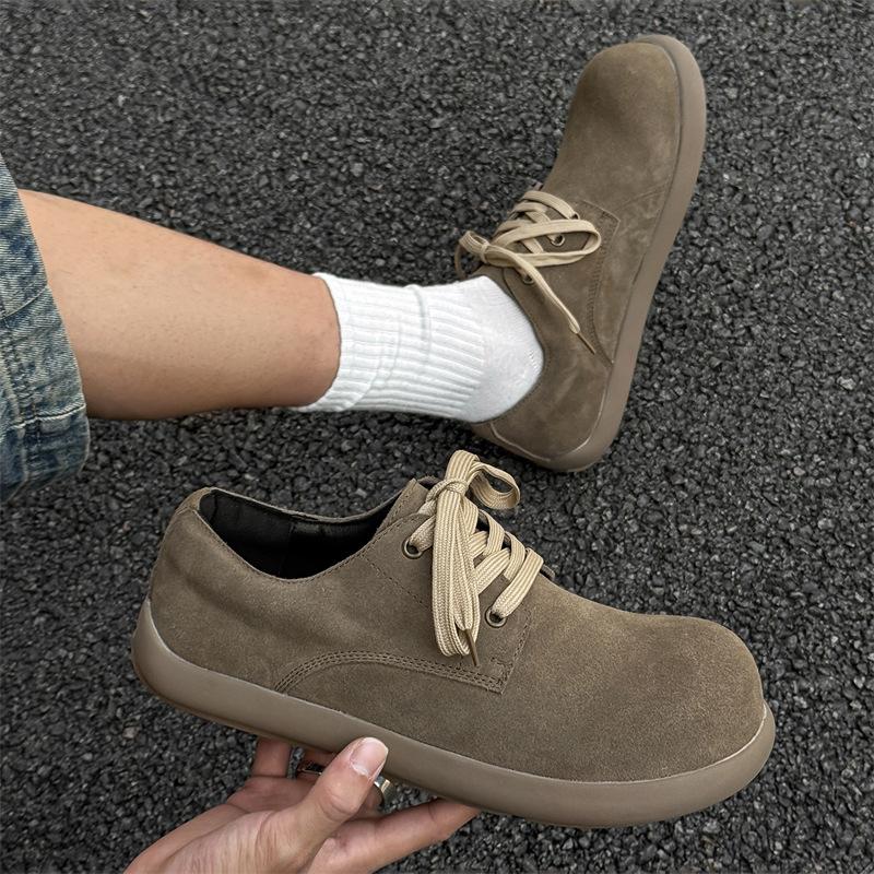 Big head leather shoes men's spring retro stream Boken low-top casual men's shoes-J