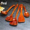 Poêle antiadhésive en laque Kemu et ensemble d'ustensiles en bois: Cuillère à frire, Pelle, Cuillère à soupe et Cuillère à riz