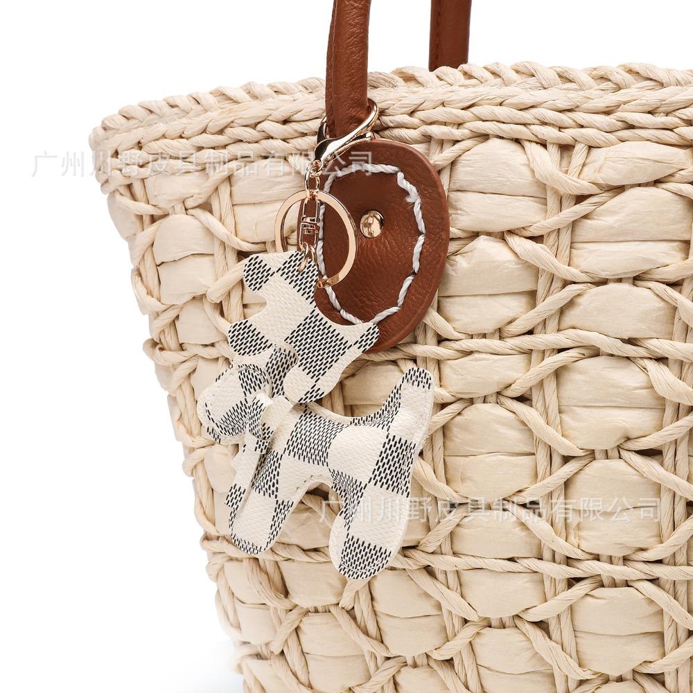 ins wind creative puppy keychain leather pendant PU leather cute dog keychain multi-color bag pendant