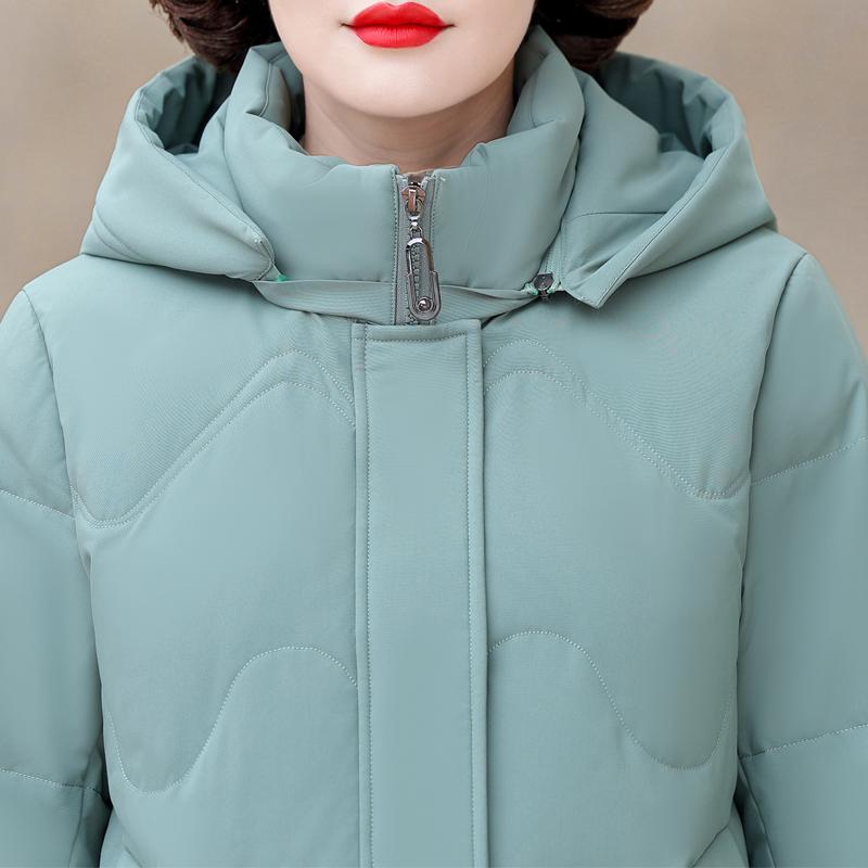 Middle Age Women Winter White Duck Down Coats Vintage Plus Size Parkas Hooded Elegant Thick Warm Down Jackets Woman Outerwears