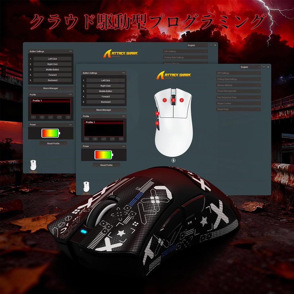 ATTACK SHARK Mouse Gamer Sem Fio V3PRO com Carregamento RGB BK52820 PAW3311 Conexão Bluetooth 100 Milhões de Vida Útil Alto Alto Baixo Ajustável Máximo