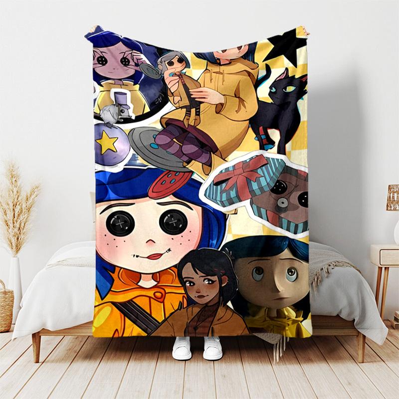 1pc Blanket - Coraline Print Design, Lightweight Blanket for Sofa, Bed- Soft &Warm, Gift for All Seasons