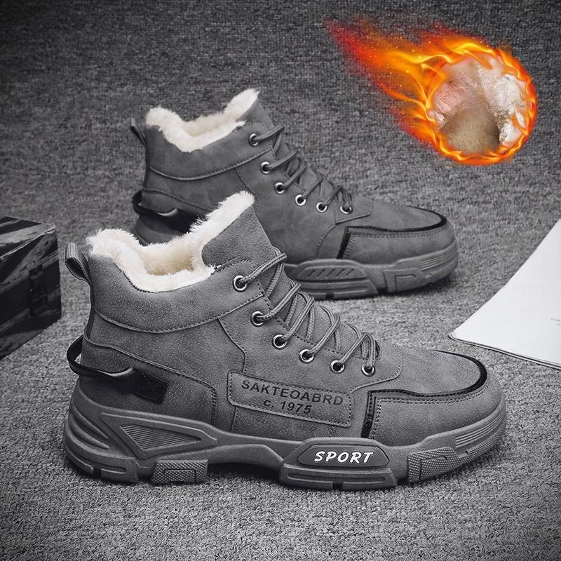 Snow Boots Men s New Model with Added Insulation for Warmth and High-top Cotton Shoes 44 серый 1790₽