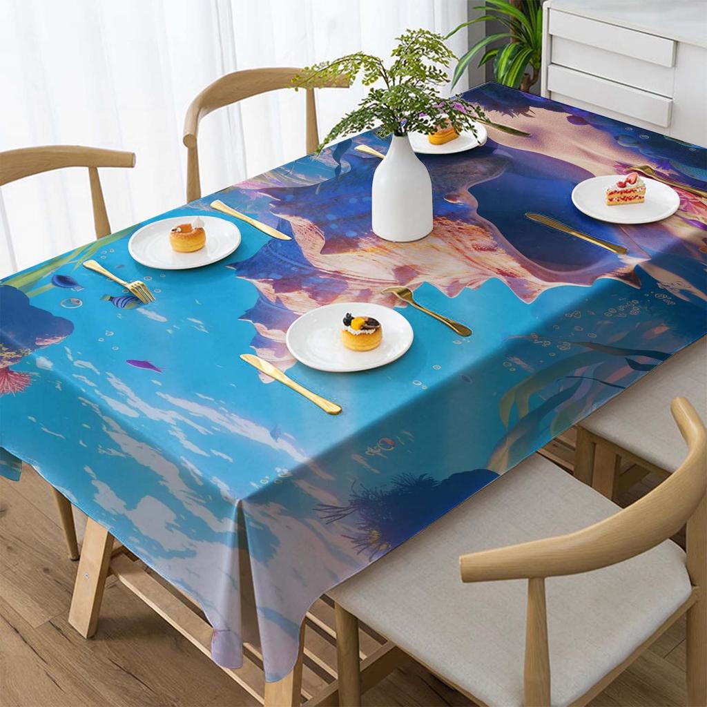 Ocean Series Polyester Tablecloth: European Style Dining & Festival Decor for Home and Hotel.
