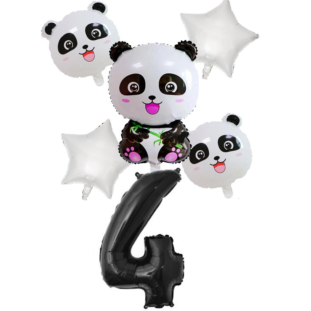 Xiaohongshu Panda Balloon Cute Panda 1-10 Birthday Party Decoration Arrangement Aluminum Film Balloon