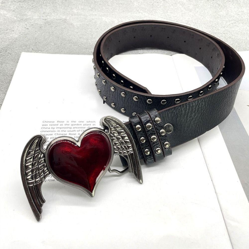Double Hole Eyelet Grommet Gothic Waistband Trendy PU Leather Waistband Vintage Buckle Waist Belt