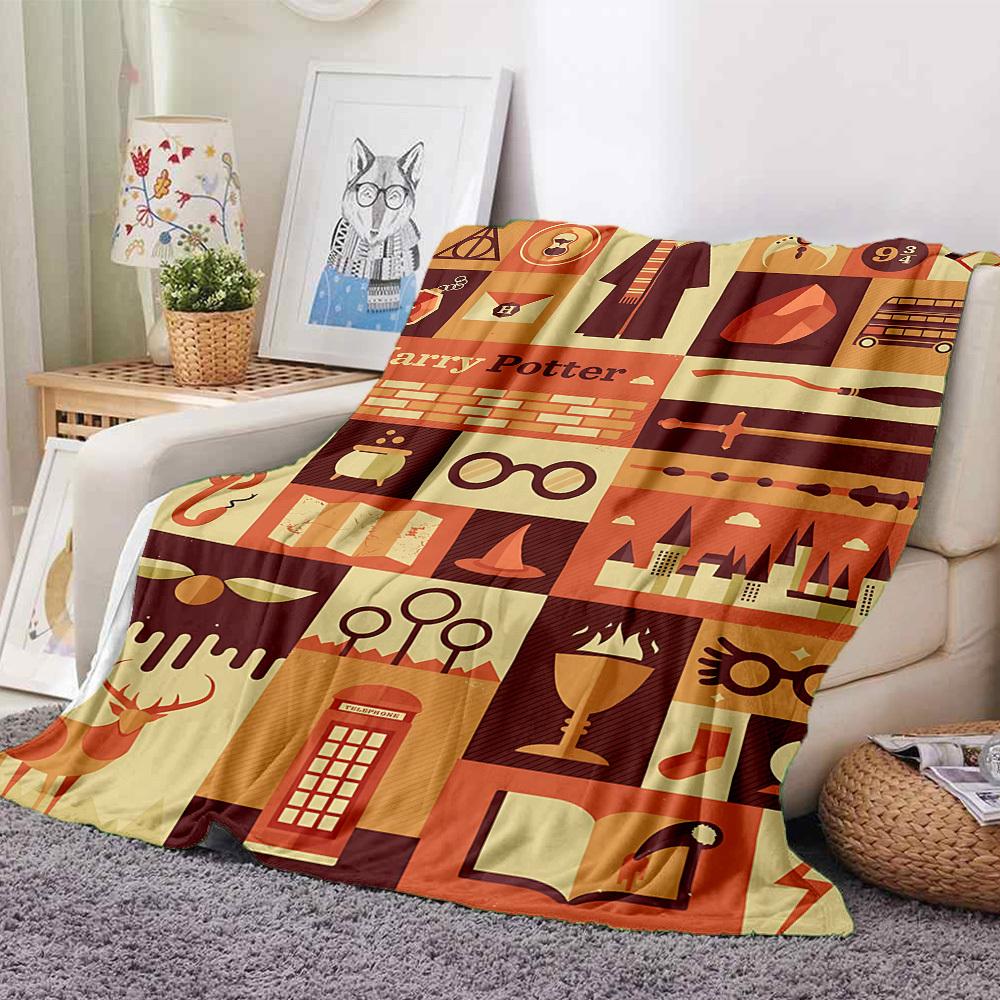 1pc Harry Potter Magic Wizard Flannel Throw Blanket - Lightweight Soft Warm All-Season Blanket for Sofa, Bed, Travel, Camping  L1029059