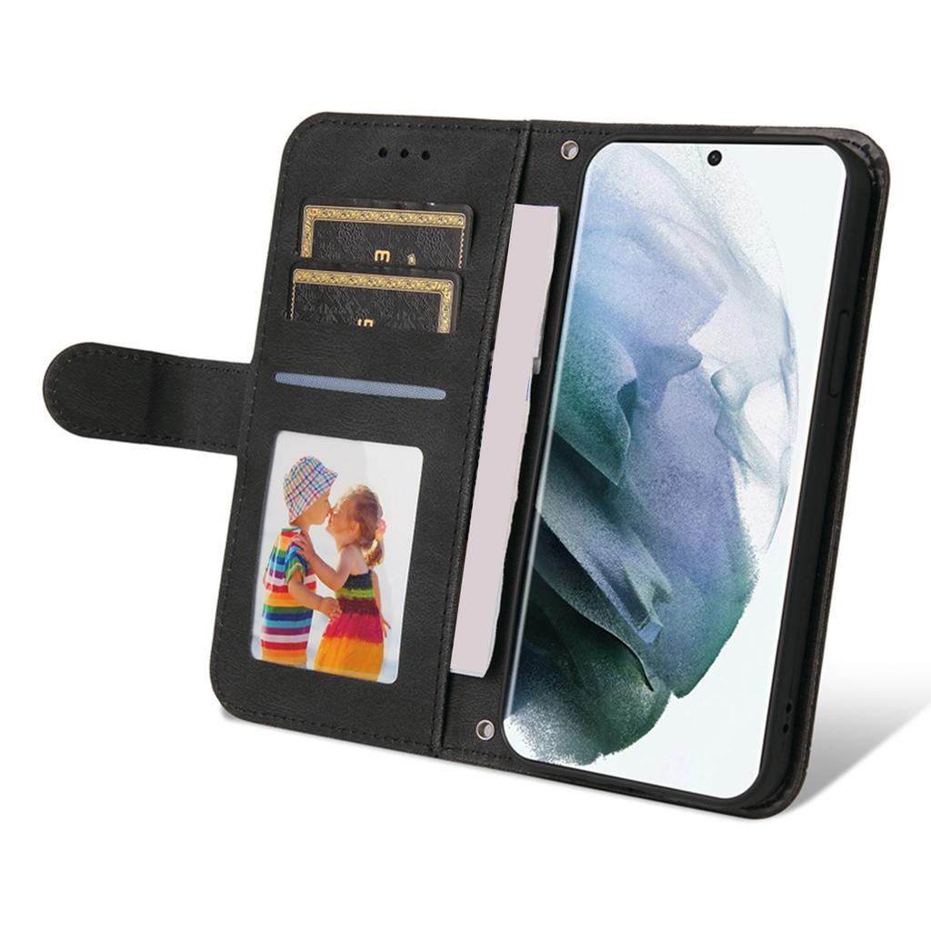 Mobile Phone Leather Case Dust Proof Scratch Resistant Magnetic Wallet Protective Case for Galaxy S22 Ultra Black