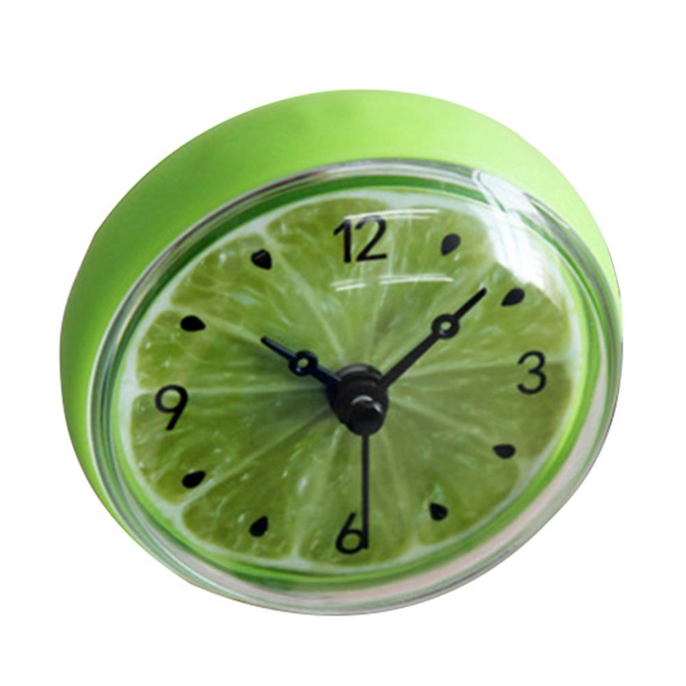Wall Clock Clock Bathroom Kitchen Waterproof Fruits Lemon Suction Cup Refrigerator Wall Clock зелёный