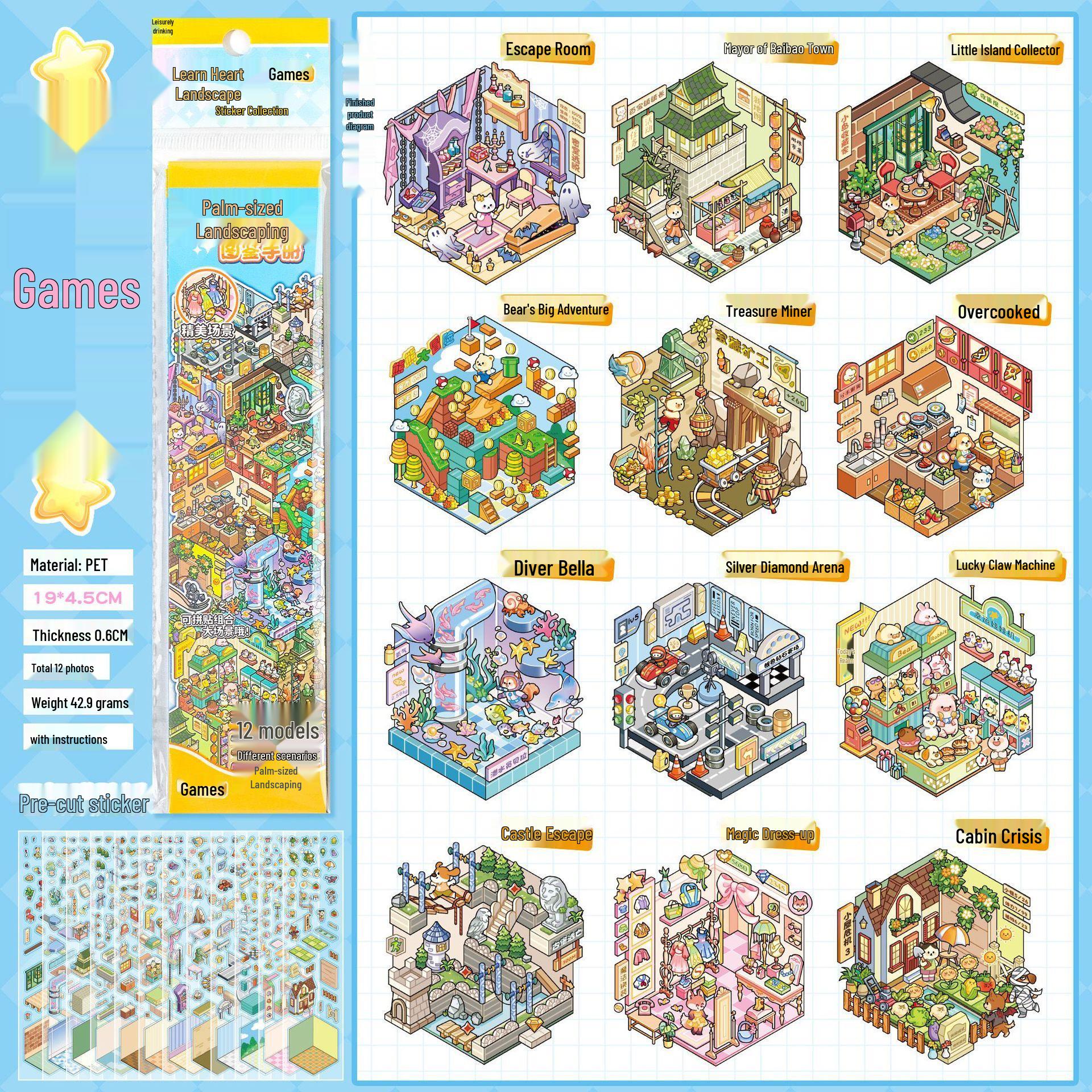 Yu Xian 3D Stereoscopic Miniature Scene Journal: Cute Palm Heart Sticker Book & Decompression Toy