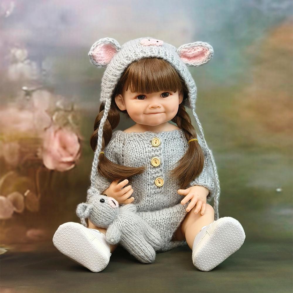 22Inch 55cm Lifelike Baby Dolls Reborn Girl Dolls with Full Vinyl Body Smiling Doll Toy for Kids for Collection