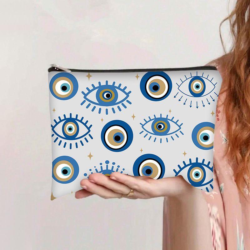 Printed Devil's Eye Cosmetic Bag, Travel Storage Bag, High-value Women's Clutch Bag, Wash Bag