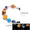 1PC Cosmic Galaxy Solar System Bracelet, Transfer Beads, Eight Planets, Hand Woven Natural Beads.