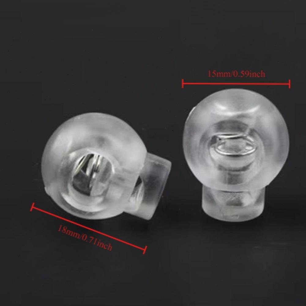10pcs Cord Lock Round Ball Toggle Stopper Plastic Toggle Clip Widely For Bag Backpack/Clothing Clear White