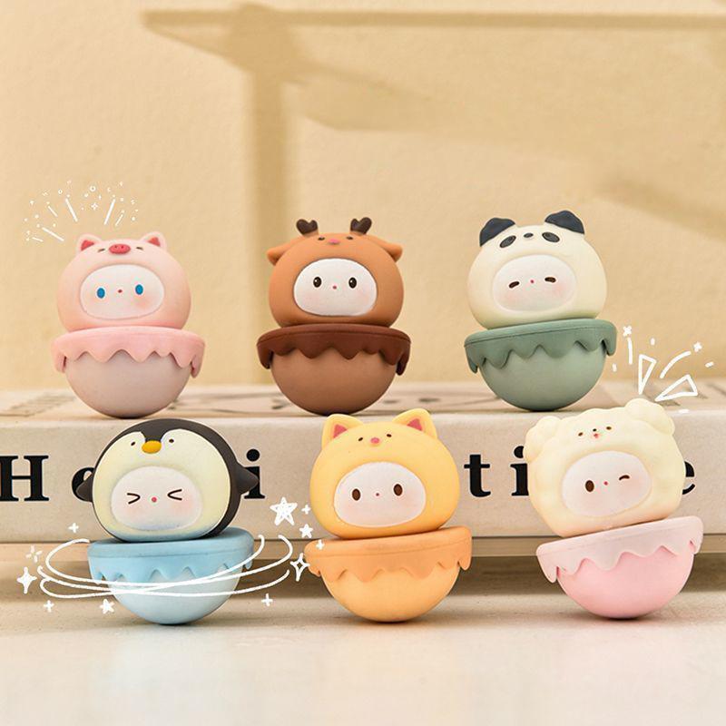 Cartoon Tumbler Ornament Mini Tumbler Toys Ornaments Desktop Festival Decoration For Christmas Easter Carnival Party Favor